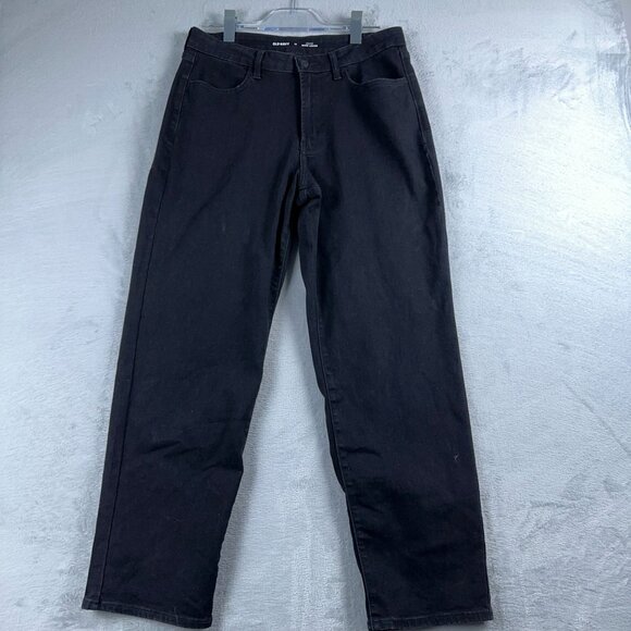 Old Navy Straight Cropped Jeans Wow Loose High Rise Womens Black Size 12 - Picture 1 of 12